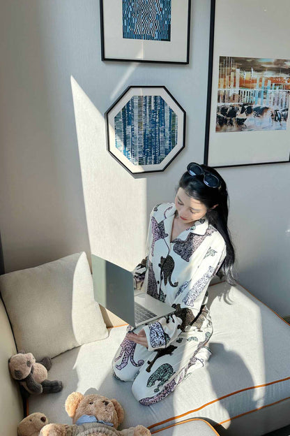 Amora™ Melard Leopar Desenli Pijama Takımı