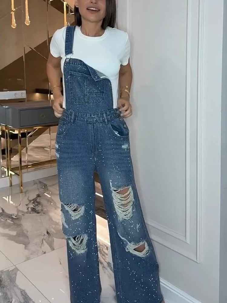Amora™ Ripped Denim Overalls