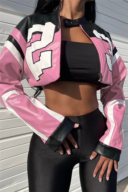 Amora™ Embroidered Biker Faux Leather Jacket