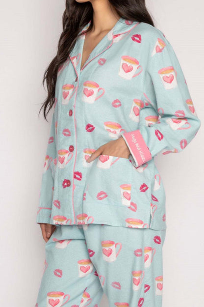 Amora™ Kalp ve Dudak Baskılı Pijama Takımı