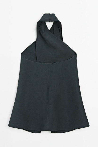 Amora™ Halter Neck Back Neckline Top - Blue