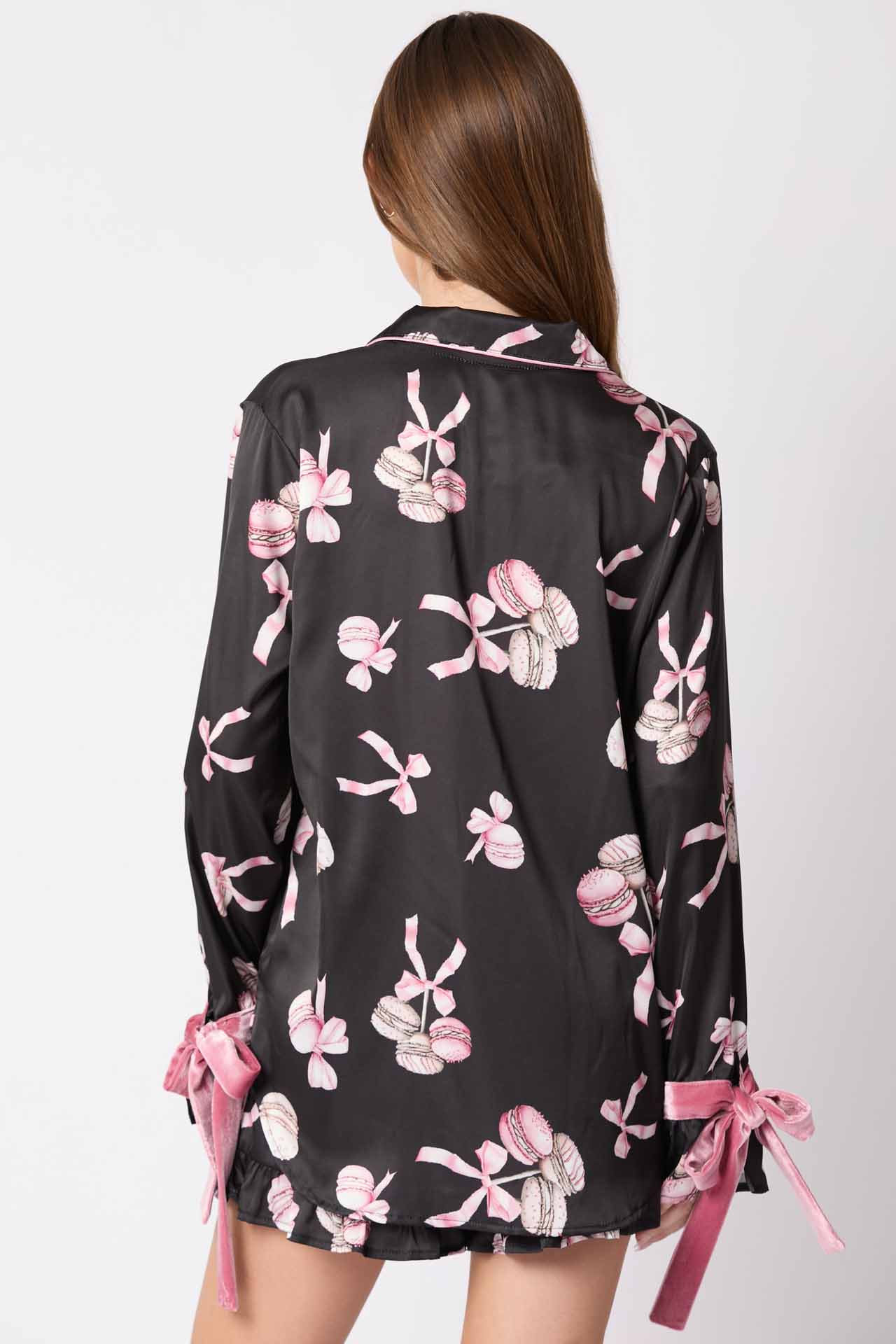 Amora™ Pijama Takımı Fiyonklu Manşetler