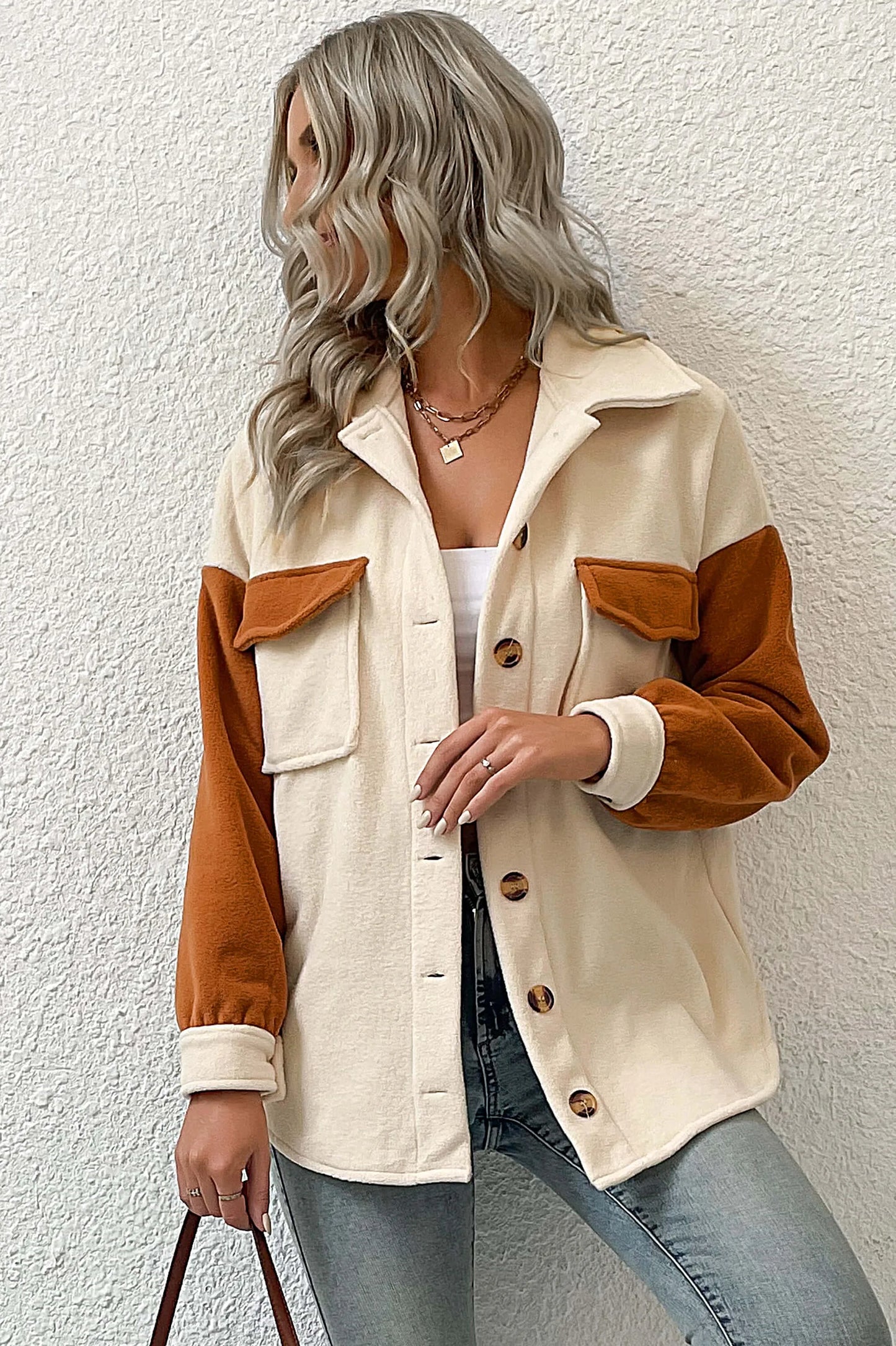 Amora™ Down To Cuddle Cozy Shacket - Krem