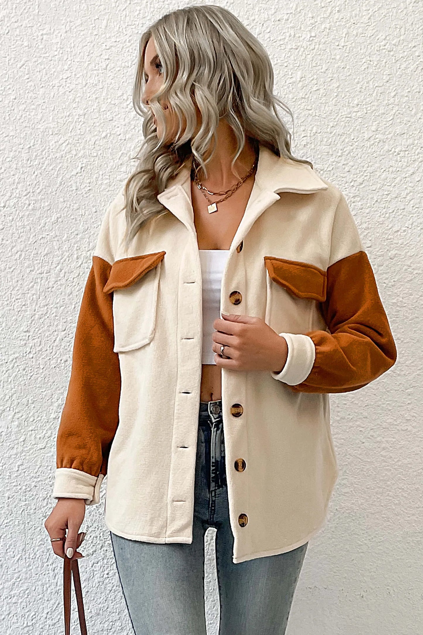Amora™ Down To Cuddle Cozy Shacket - Krem
