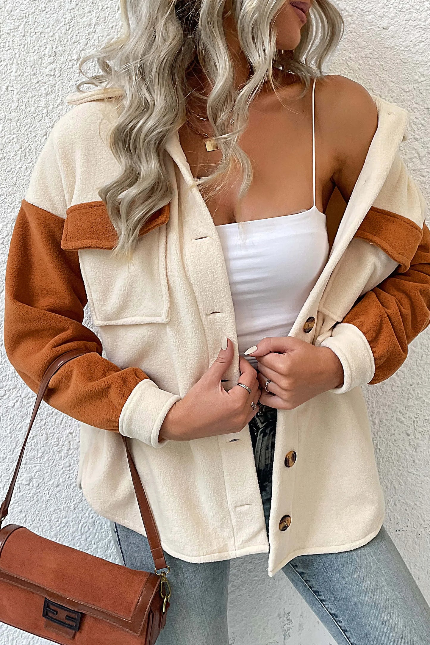 Amora™ Down To Cuddle Cozy Shacket - Krem