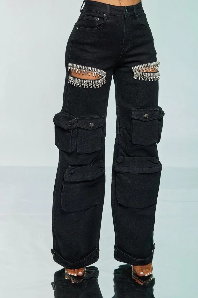 Amora™ Kesik Taşlı Kargo Jeanler