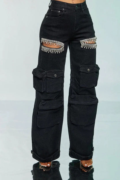 Amora™ Kesik Taşlı Kargo Jeanler