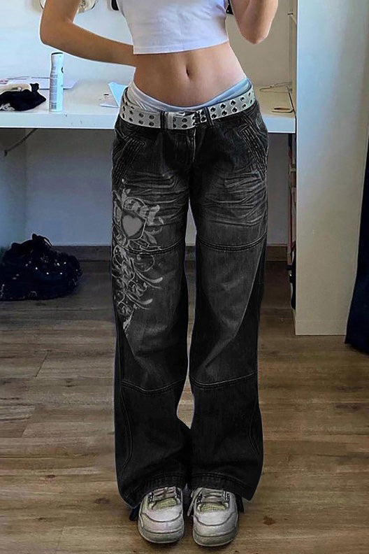 Amora™ Sokak Stili Yıkanmış Kot Pantolon