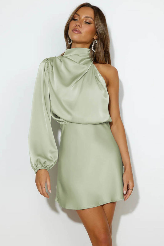 Amora™ Lexi Tek Omuzlu Mini Elbise - Sage