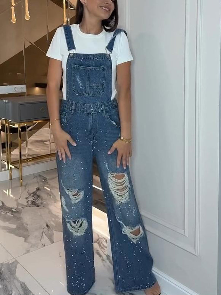 Amora™ Ripped Denim Overalls