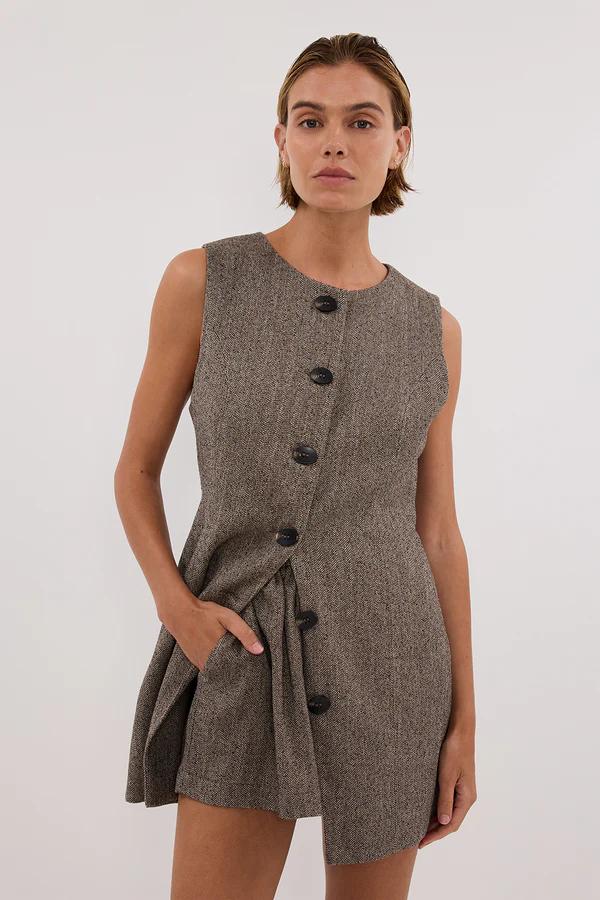 Amora™ Frankie Choc Tweed Tunik Yelek Seti