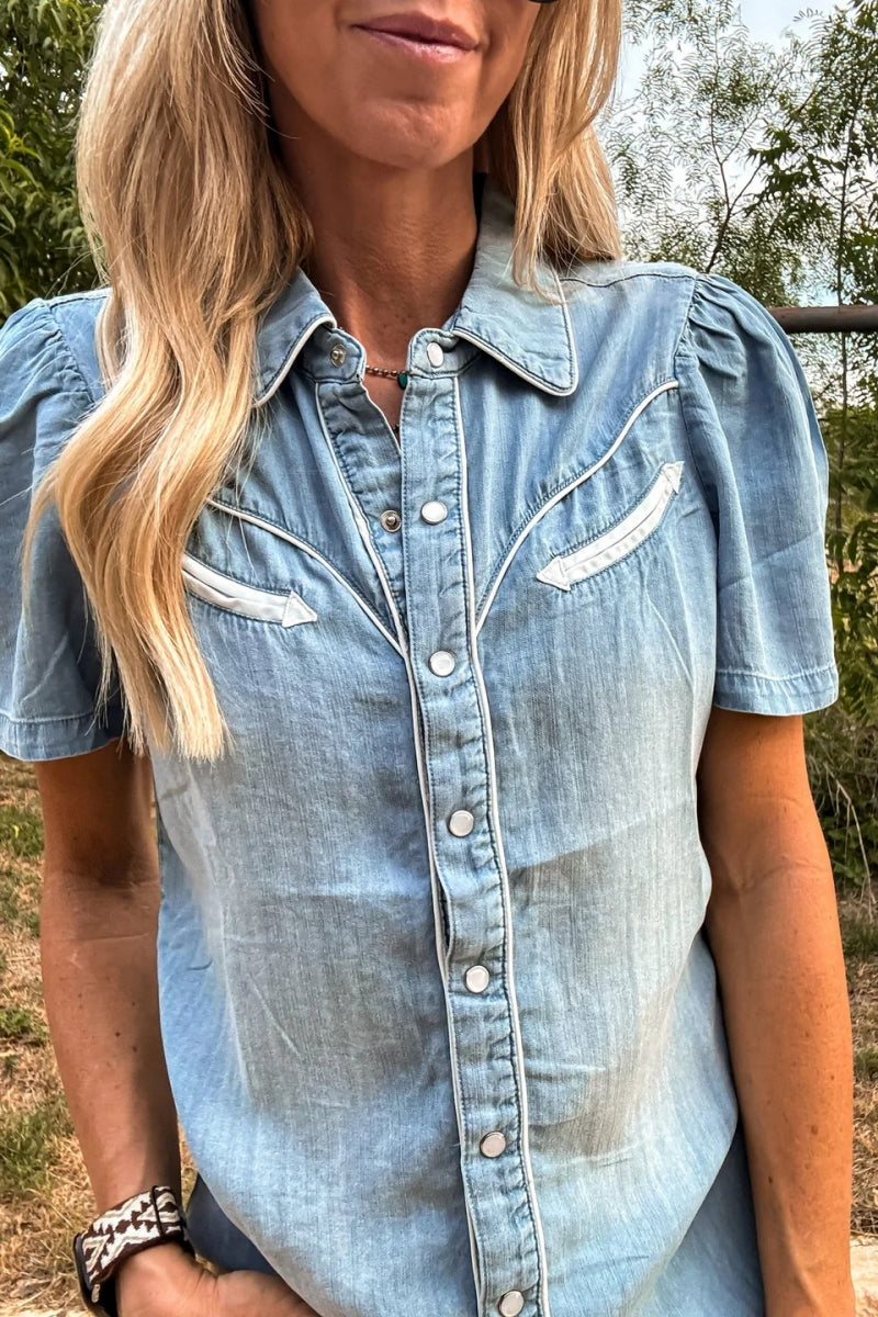 Amora™ The Booker Western Button Down (Blue)