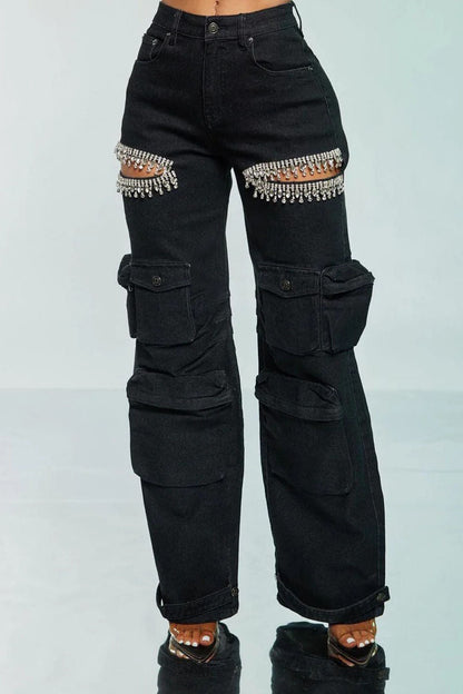 Amora™ Kesik Taşlı Kargo Jeanler
