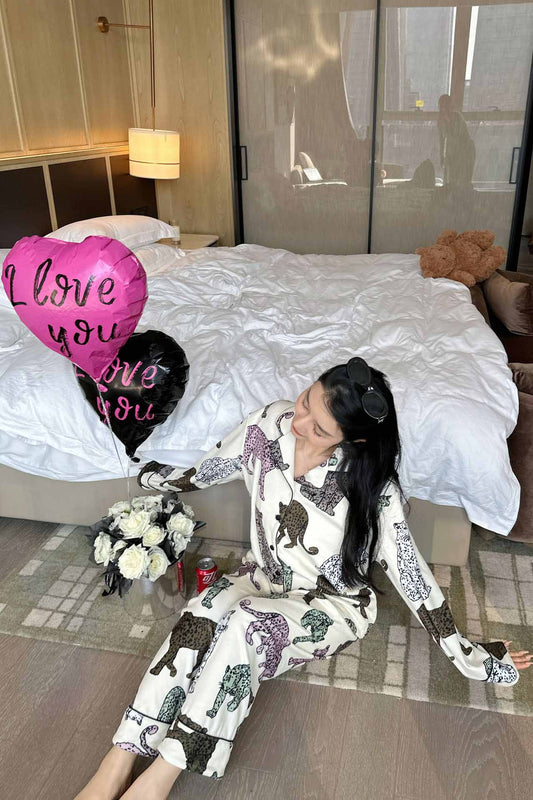 Amora™ Melard Leopar Desenli Pijama Takımı