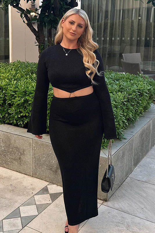 Amora™ Crewneck Knit & Slit Skirt Set