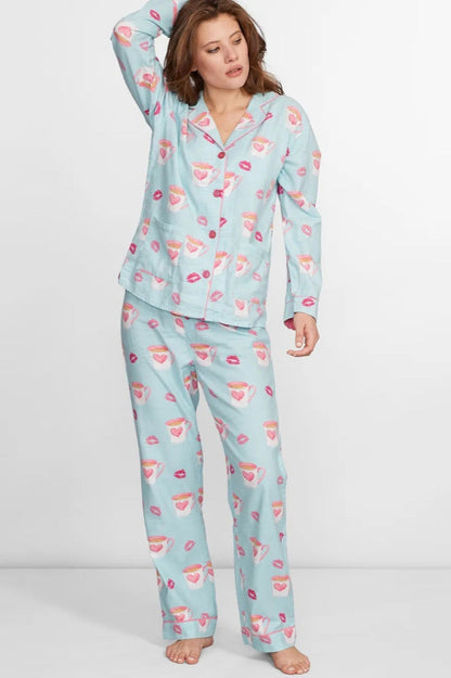 Amora™ Kalp ve Dudak Baskılı Pijama Takımı