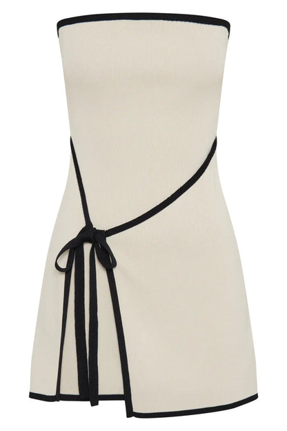 Amora™ Joanna Straplez Asimetrik Örgü Mini Elbise
