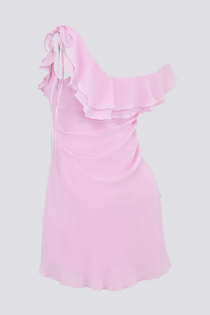 Amora™ Anissa Tek Omuz Volanlı Mini Elbise
