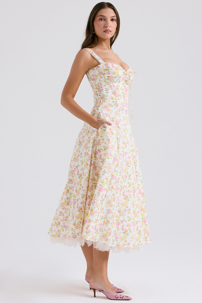 Amora™ Athenais Çiçekli Dantelli Maxi Elbise
