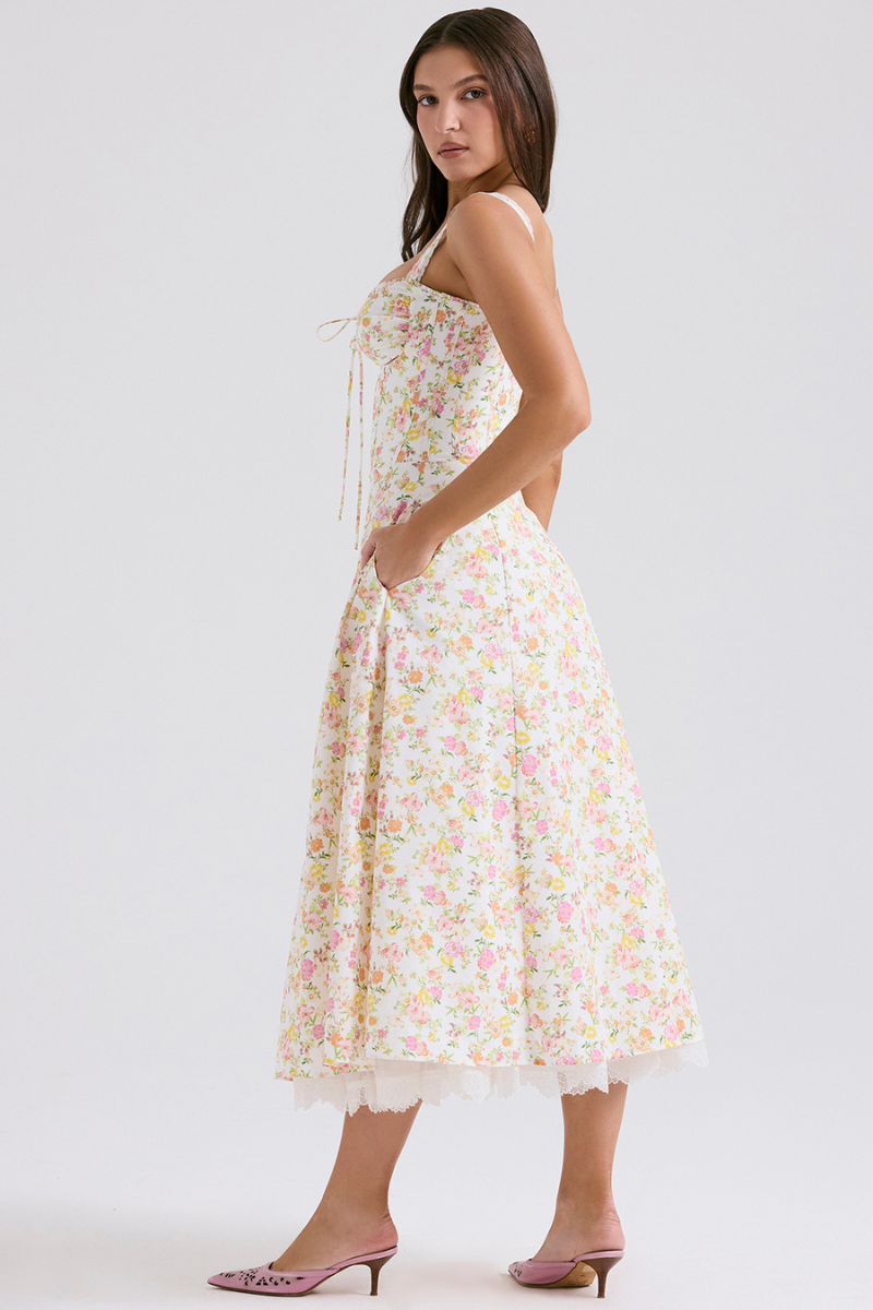 Amora™ Athenais Çiçekli Dantelli Maxi Elbise
