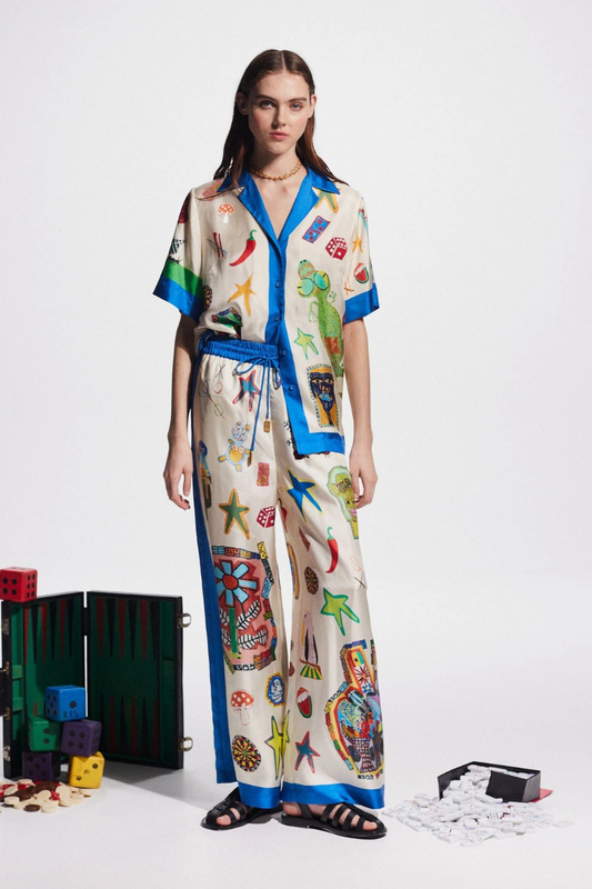 Amora™ Clarette V Yaka Patchwork Pantolon Takımı