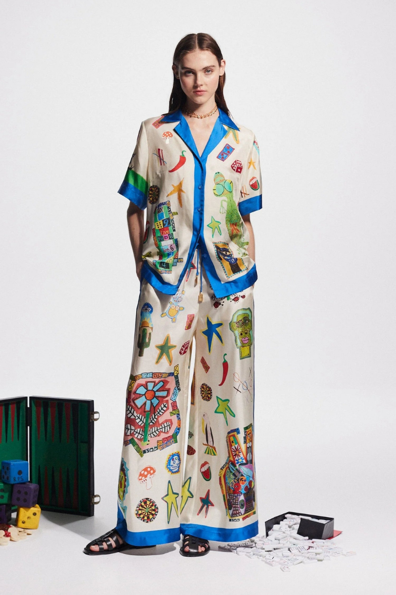 Amora™ Clarette V Yaka Patchwork Pantolon Takımı