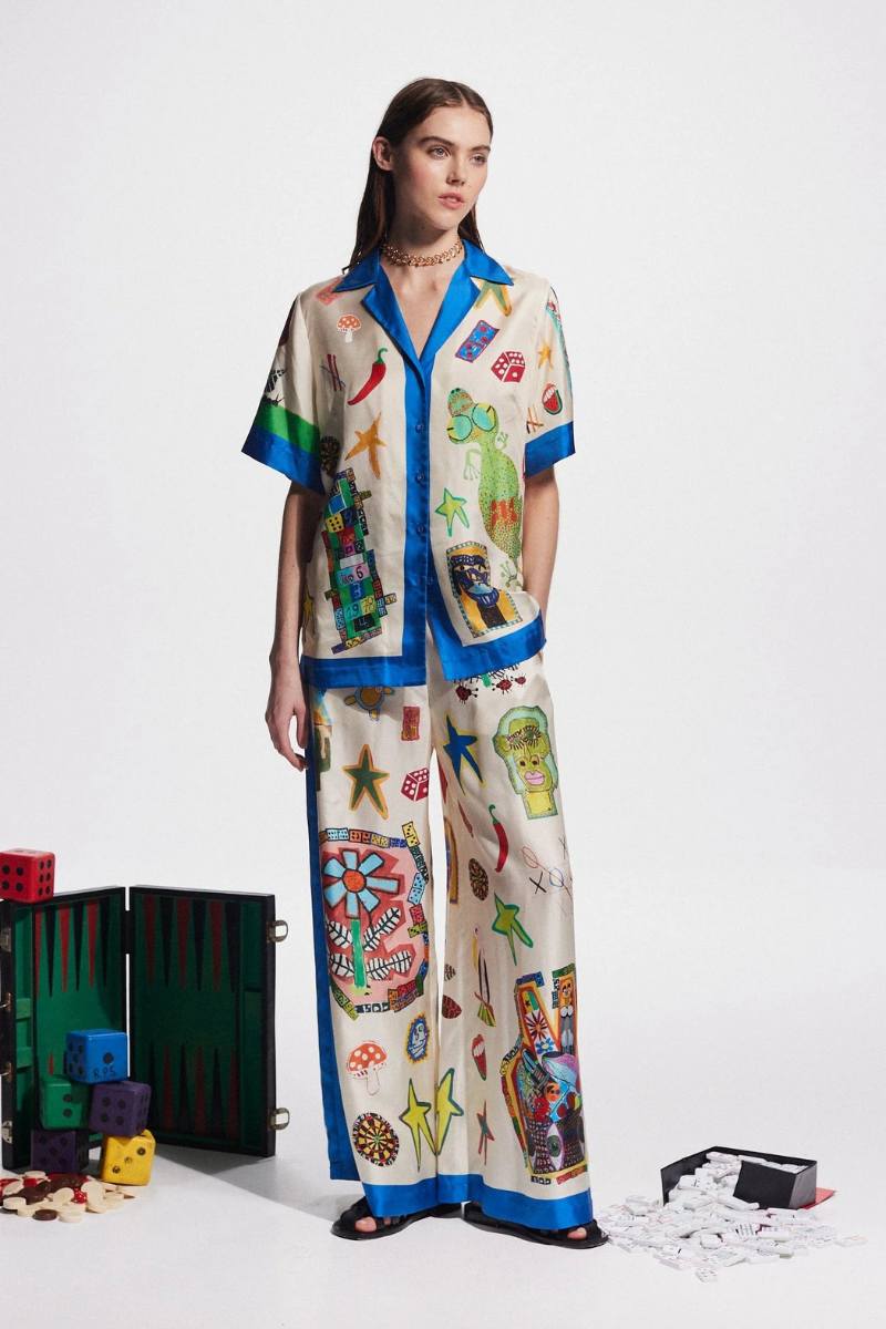 Amora™ Clarette V Yaka Patchwork Pantolon Takımı