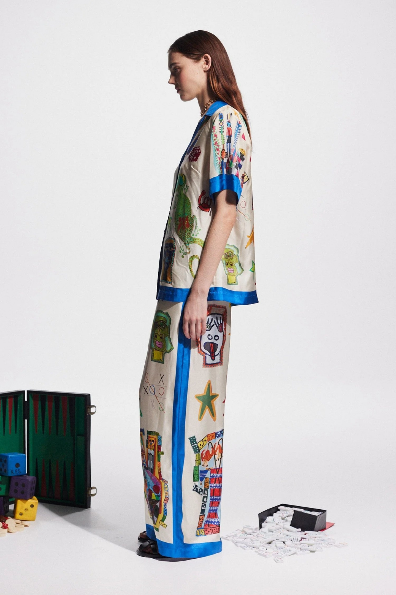 Amora™ Clarette V Yaka Patchwork Pantolon Takımı