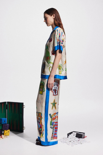 Amora™ Clarette V Yaka Patchwork Pantolon Takımı