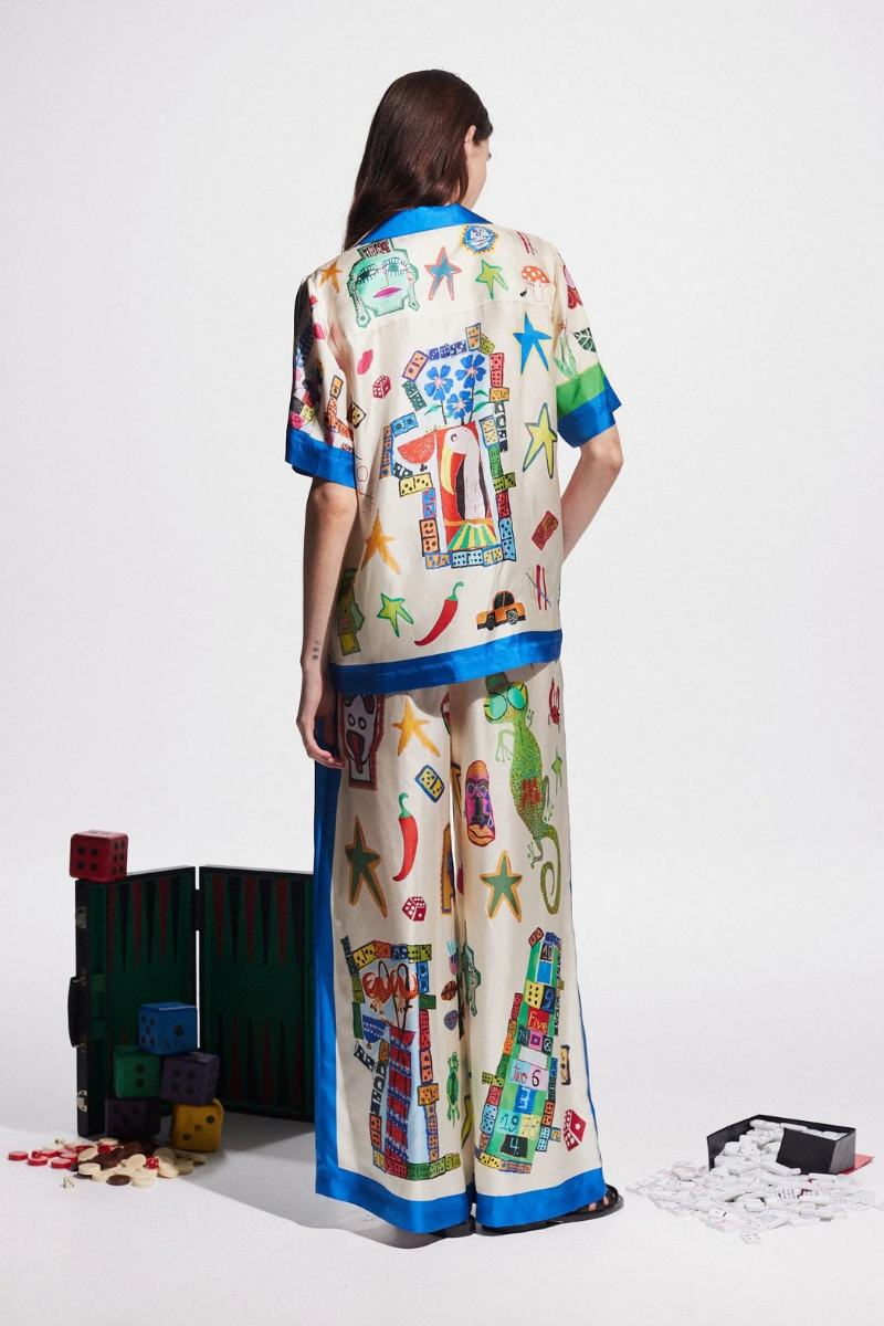 Amora™ Clarette V Yaka Patchwork Pantolon Takımı