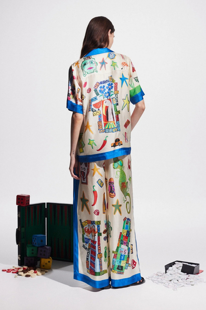 Amora™ Clarette V Yaka Patchwork Pantolon Takımı