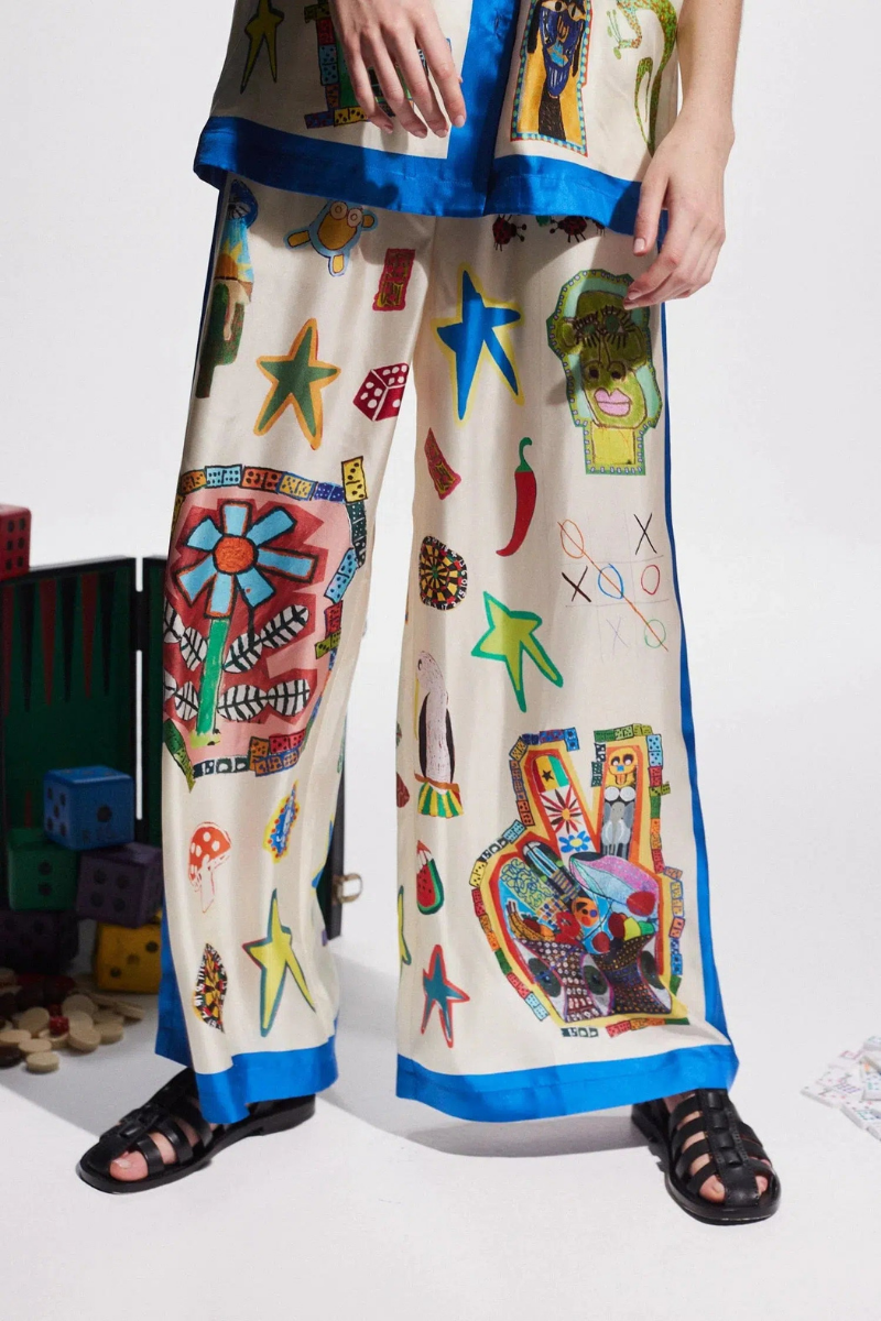 Amora™ Clarette V Yaka Patchwork Pantolon Takımı