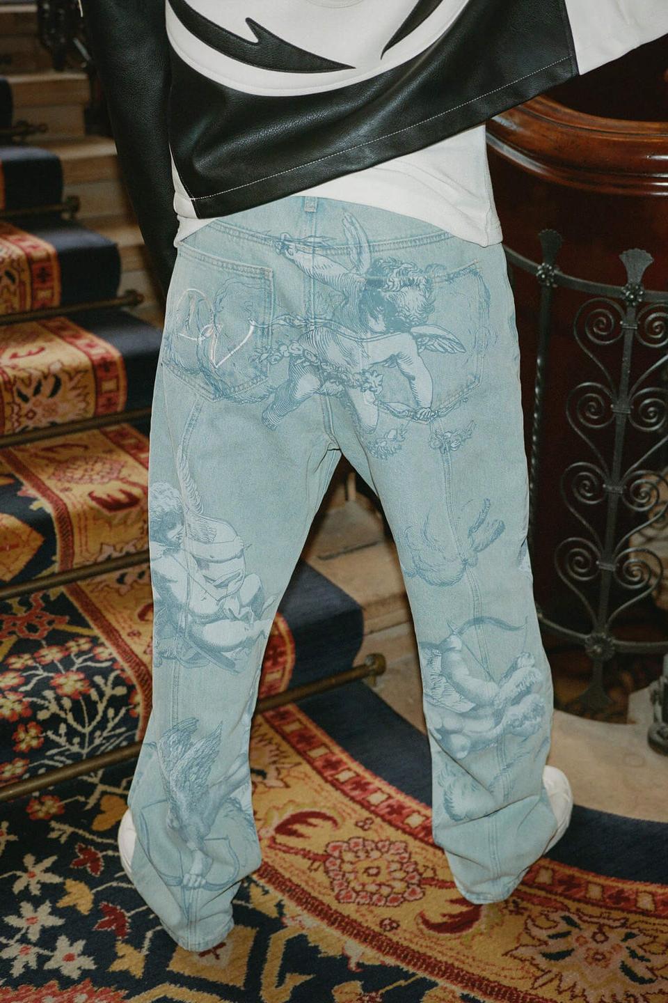 Amora™ Cupid Print Washed Blue Jeans