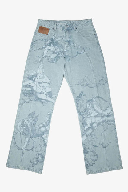 Amora™ Cupid Print Washed Blue Jeans