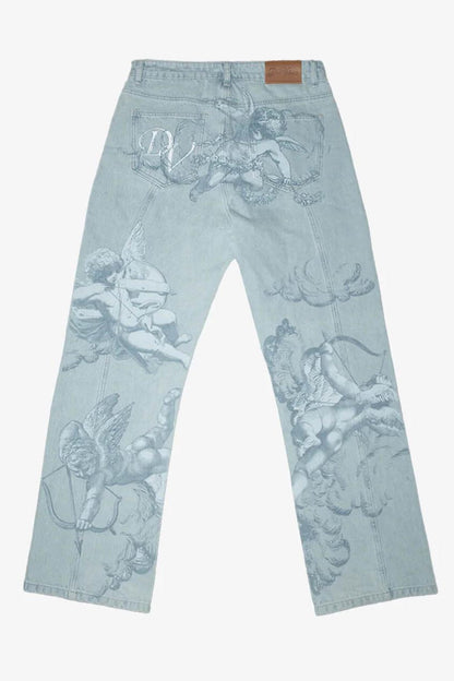 Amora™ Cupid Print Washed Blue Jeans