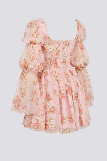 Amora™ Divine Floral Kare Yaka Mini Elbise