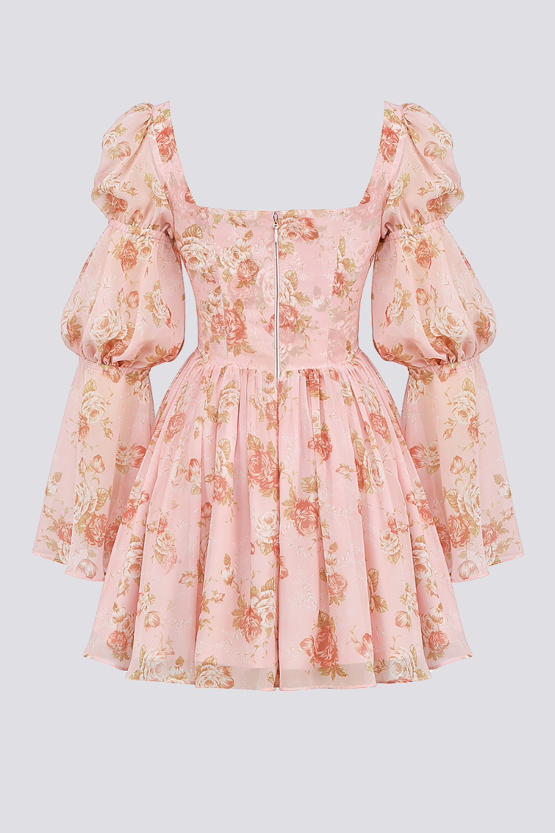Amora™ Divine Floral Kare Yaka Mini Elbise