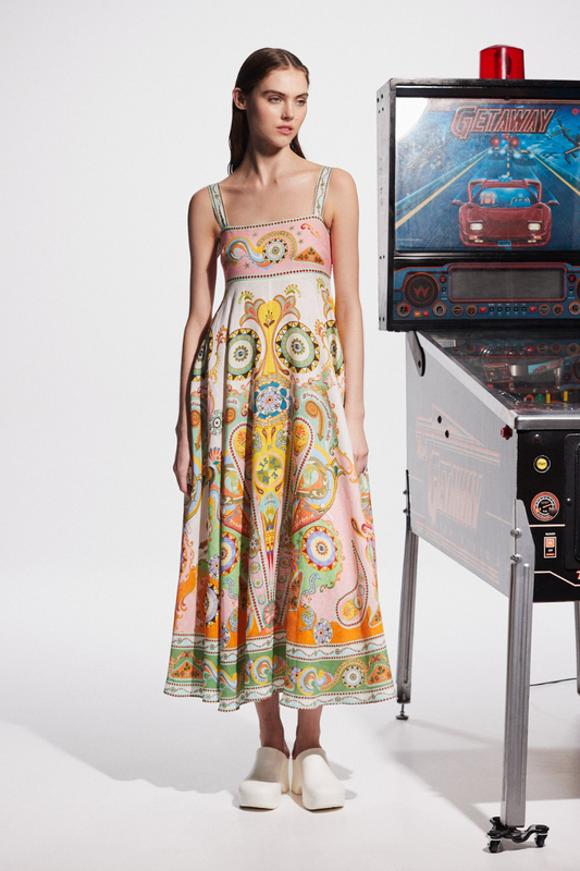 Amora™ Estelle Spagetti Paisley Uzun Elbise