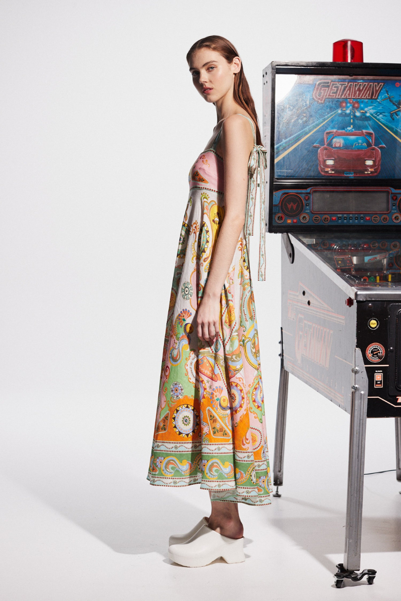 Amora™ Estelle Spagetti Paisley Uzun Elbise