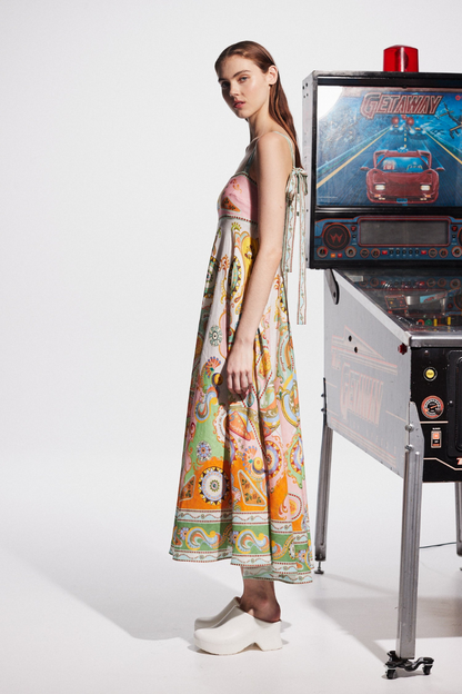 Amora™ Estelle Spagetti Paisley Uzun Elbise