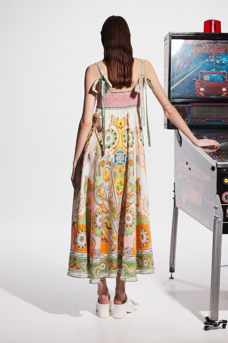 Amora™ Estelle Spagetti Paisley Uzun Elbise