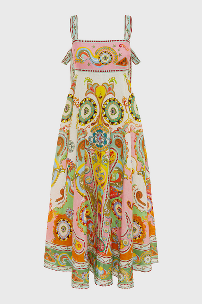 Amora™ Estelle Spagetti Paisley Uzun Elbise