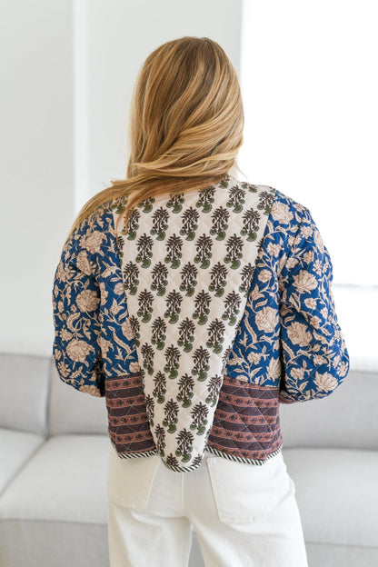 Amora™ Karris Kapitone Patchwork Ceket-Lacivert Çok Renkli