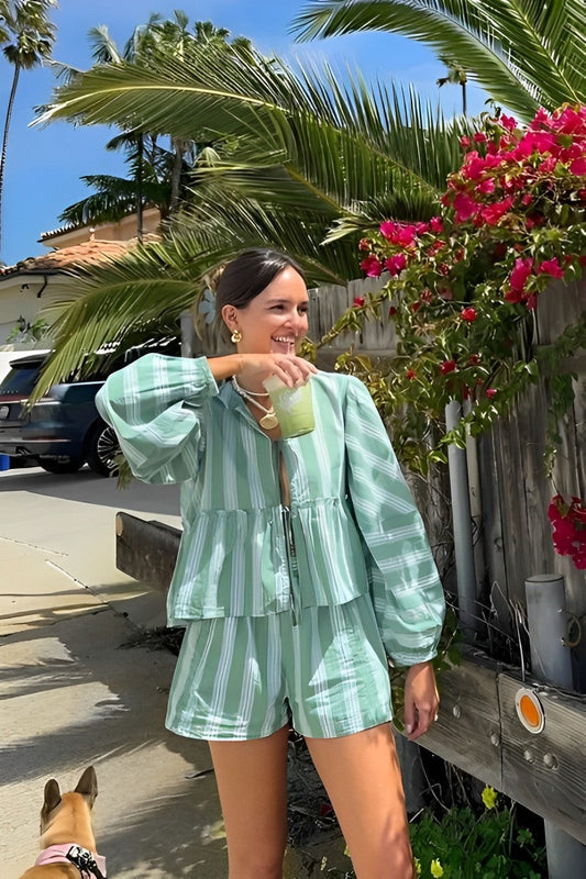Amora™ Çizgili Şort & Bluz