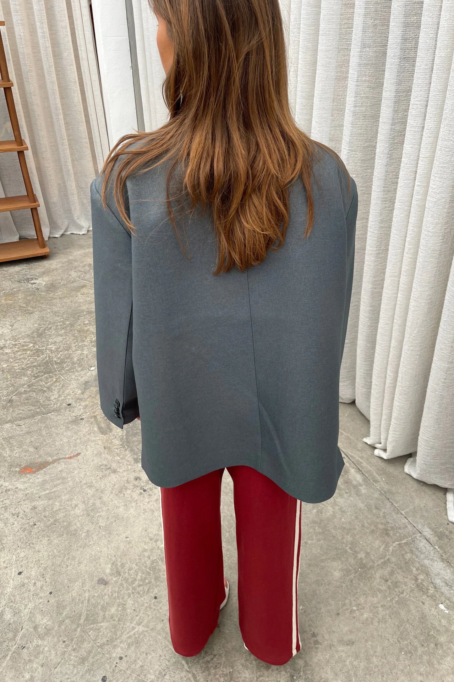 Amora™ Büyük Boy Yan Yırtmaçlı Blazer Çelik Mavi