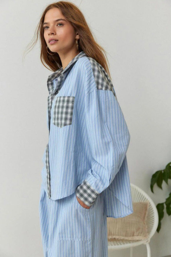 Amora™ Gök Mavisi Bol Ek Parçalı Pijama Takımı