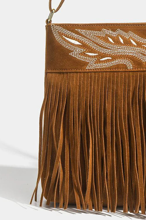 Amora™ Western Cowboy Kahverengi Saçaklı Çapraz Çanta