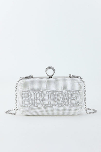 Amora™ Bride To Be Payetli Çanta - Beyaz/Gümüş