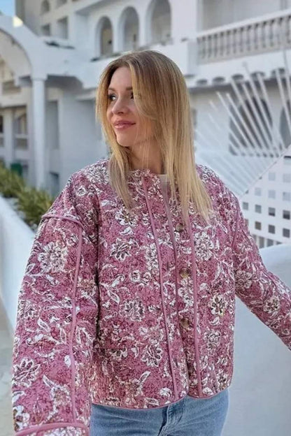 Amora™ Vintage Çiçekli Kapitone Ceket