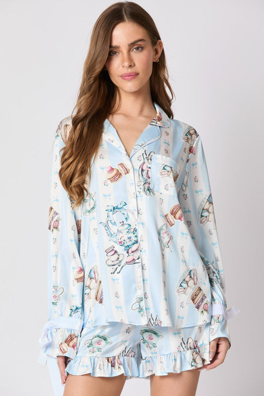 Amora™ Çay Partisi Desenli Papyon Pijama Takımı